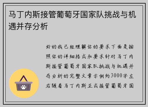马丁内斯接管葡萄牙国家队挑战与机遇并存分析